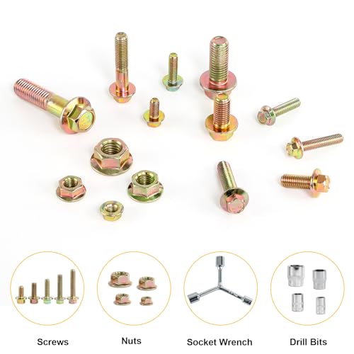 FMhotu 460Pcs Nuts and Bolts Assortment Kit, Metric Grade 8.8 Flange Hex Bolts and Nuts Set, M6 M8 M10 M12, 21 Sizes, Comes with 1 Y-Wrench and 4 Bits - size: 460pcs M6 M8 M10 M12