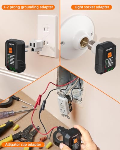 Circuit Breaker Finder and GFCI Outlet Tester - Digital Receiver with Color Screen & NCV Detection for Home Electrical Safety Including Carrying Case and Adapters 90-135V AC Circuits - FTCT02
