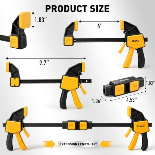 6-Pack Wood Clamps for Woodworking, 4-Piece 6" Bar Clamps with 2-Piece Clamp Connectors, Quick-Release Wood Clamps with 150 LBS Load Limit, Trigger Clamp Set for Woodworking DIY Projects - style: 4-Piece 6" 150lbs with clamp connector