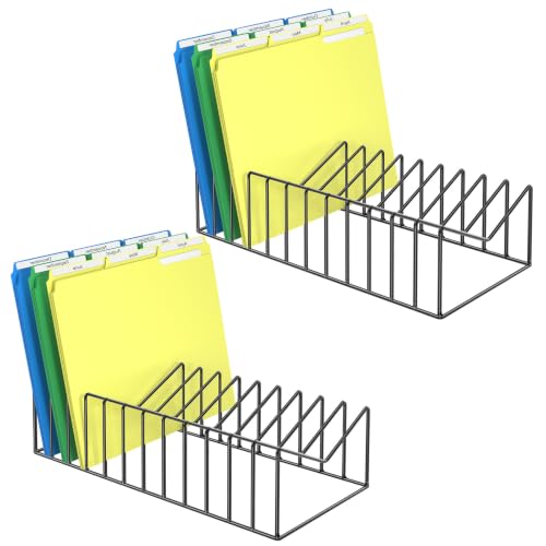 2 Sets 12 Sections Metal Desk Organizer,Office File Holder for Clipboard,Manila Folder,Book & Magazine, Iron Desktop Storage for Kitchen Utensil & Cable,Home Office Organization