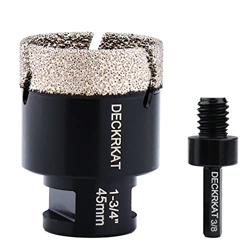 Diamond Hole Saw, 1-3/4" Hole Saw for Tiles Granite Marble Ceramic Glass Porcelain, 45mm Core Drill Bit with 5/8-11 Thread and 3/8” Hex Shank Adapter for Angle Grinders & Drills - size: 1-3/4"(45mm)