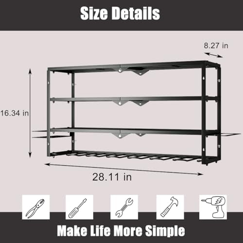 AZERPIAN Power Tool Organizer Heavy Duty Wall Mount Drill Tools Holder - size: 7 Slots 3Layers