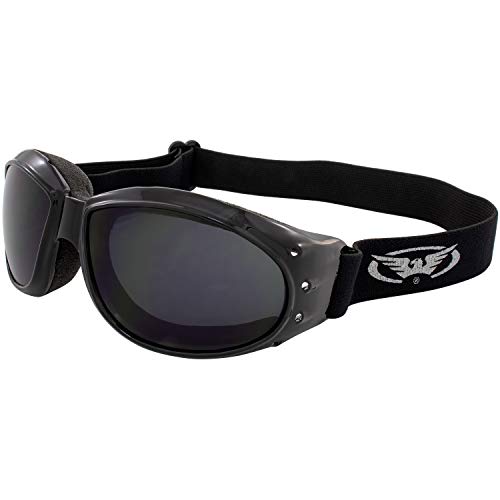 Global Vision Eliminator Dirt Bike Padded Motorcycle Riding Goggles for Men and Women (Black Frame/Smoke Lens) - color: Black Frame/Dark Smoke Lens