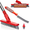 Foxtrot Living Grout Brush with Long Handle and Crevice Cleaning Brush Set - color: Crimson