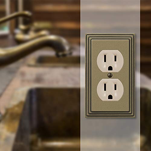 Amerelle Steps Single Duplex Cast Metal Wallplate in Rustic Brass Cast - color: Rustic Brass, size: 1 Duplex