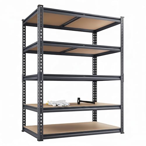 Shelving Unit, 2850LBS Heavy Duty Metal Shelves for Storage, 5-Tier Adjustable Boltless Storage Rack for Kitchen Garage Warehouse Pantry, 36" Wx16 Dx72 H, Black - size: 36"Wx16"Dx72"H
