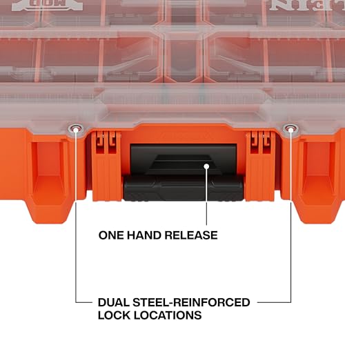 Klein Tools 54400MBX MODbox Tall Compartment Box, Full-Width Tool Organizer, Small Parts Tool Box with 20 Compartments, 9 Removable Bins for Fasteners, Stackable Module - size: Component Box