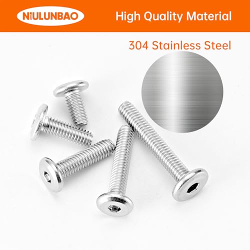 M4 x 8mm 12mm 16mm 20mm 25mm Flat Round Head Hex Socket Cap Screws Bolts, Furniture Screws, 304 Stainless Steel, Allen Hex Drive, Bright Finish, Metric Fully Threaded, Assortment Kit 100PCS - size: M4 x 8/12/16/20/25mm (100PCS)