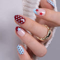CurvLife Extra Short Almond Press On Nails, Cherry Dots, Soft Gel - color: C4 - Retro Star