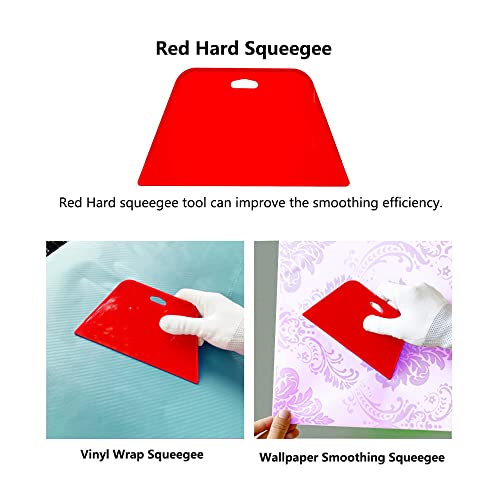 10 Pcs Wallpaper Smoothing Tool Kit- Red Squeegee, Blue Felt Edge Squeegee,Craft Knife, Blades Replacement for Wallpaper Contact Paper Application, Home Decor, Window Tint, Car Wrap Film, Craft Vinyl