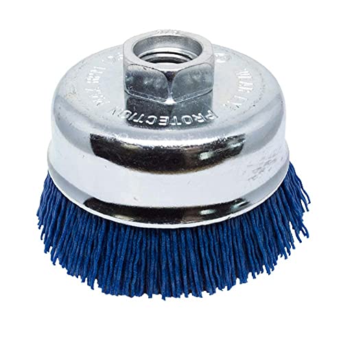 Benchmark Abrasives 3” Nylon Wire Wheel Cup Brush with 5/8"-11 Female Thread, Perfect for Rust or Paint Removal, Sanding, Polishing, Scrubbing, Heavy Grout Removal - (Gray) - color: Gray