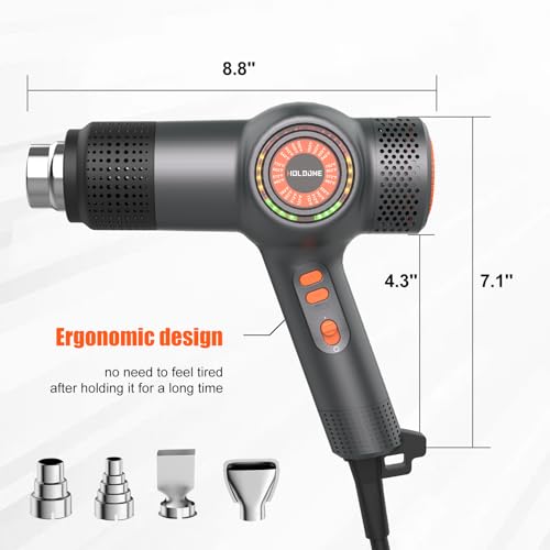 Heat Gun 1800W Fast Heating Hot Air Gun with 4 Nozzles for Vinyl Wrap & DIY