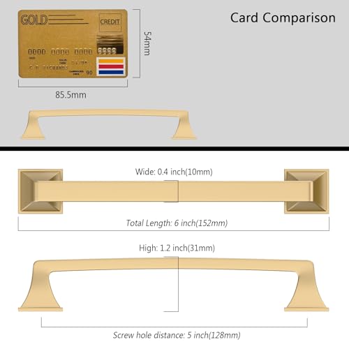 Amerdeco 10 Pack Champagne Bronze Cabinet Pulls - 5 Inch(128mm) Hole Center Cabinet Hardware for Bathroom & Dresser - color: Champagne Bronze, size: 5" hole center