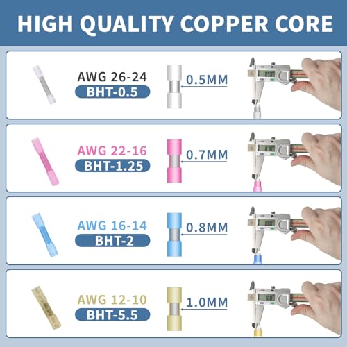 200pcs Heat Shrink Butt Connectors for Electrical Wiring