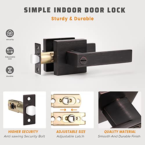 KNOBWELL 6 Pack Door Handles Bronze, Privacy Door Lever Bed and Bath Leverset Lockset, Left or Right Handing, Oil Rubbed Bronze Finish 2.07 lb One Lever - color: Oil Rubbed Bronze