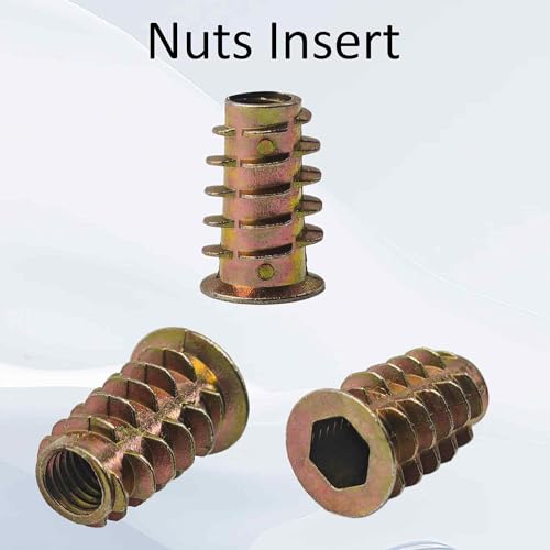50PCS M6*18mm Threaded Insert Nuts Zinc Alloy Hex Socket Drive Furniture Screw-in Bolt Fastener Connector for Wood Furniture Assortment with Hex Spanner - size: M6x18mm