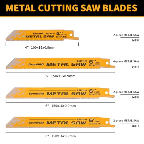 GRENPRO 34Pcs Reciprocating Saw Blade Set with Organizer Pouch