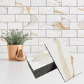 StyloVue 100 Pieces Peel and Stick Backsplash for Kitchen, 3" x 6" PVC Subway Tile Upgraded Calacatta Gold with Dark Gray Grout Backsplash Stick on Tile Elevate Kitchen, Bathroom, Fireplace,RV - color: Calacatta Gold