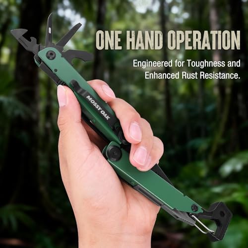 MOSSY OAK 27-in-1 CNC-Machined Multitool Pliers, Self-Locking - color: Green
