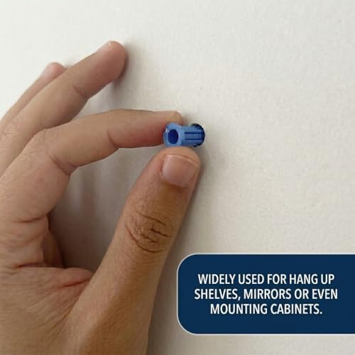 200 Count Premium Plastic Drywall Anchors, 1/4 x 1-1/4 Inch Wall Anchors, 6mm Diameter, Fits #8 x 1-1/4 Inch Screws, Bulk Pack, Screws Not Included (Blue) - size: 1/4*1-1/4“