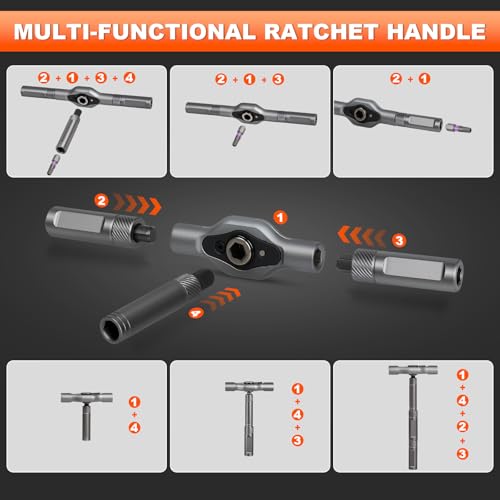 42-in-1 Magnetic Ratchet Screwdriver Set, Professional T-Handle Multi Bit Tool Kit with S2 Steel Bits, Portable Repair Set with Compact Case for Gifts, Electronics, Furniture & DIY - size: 42 in 1
