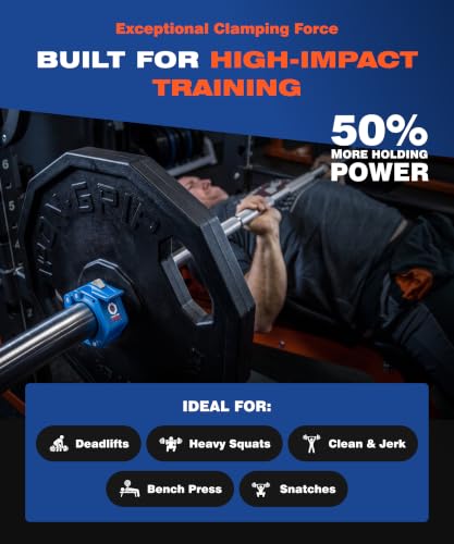 Lock-Jaw PRO 2 Barbell Collars/Clamps, 2"/50mm Olympic Bars - color: Blue