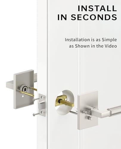 Asidrama 6 Pack Brushed Satin Nickel Privacy Door Handles - color: Brushed Satin Nickel