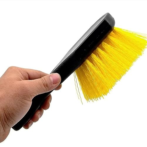 8" Utility Scrub Brush, Plastic Handle, Nylon Bristles, Heavy Duty Cleaning Brush for Outdoor, Wheels and Tire