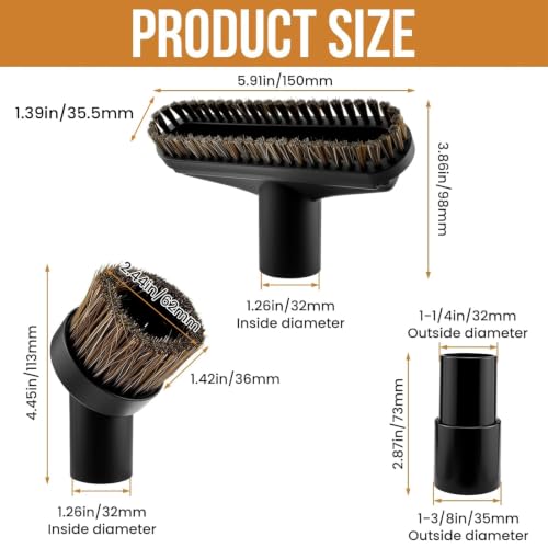 6-Piece Universal Vacuum Attachments Kit - size: 6Pcs Vacuum Brush, Horse Hair
