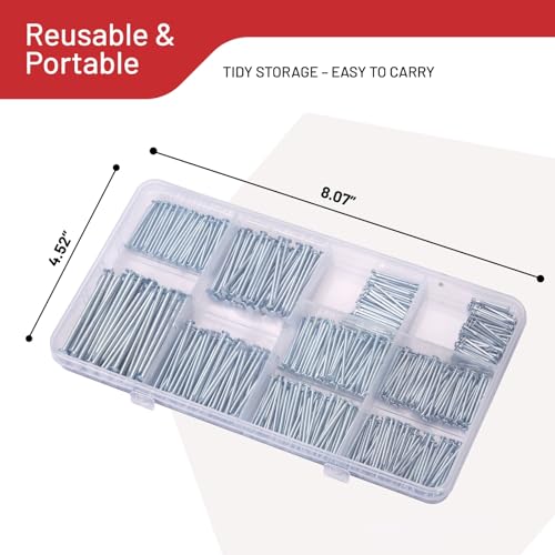 CrimsonMark Nails Assortment Kit - 700 PCS Galvanized Steel Nails for Wall