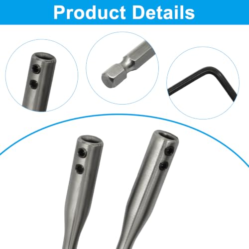 8 Pcs 1/4 Inch Drill Bit Extension Set, 6 and 12 Inch Wood Spade Drill Bit Extender for Enhanced Reach in Drilling Tasks, Suitable for Carpentry and Construction with 4 Pcs Keys