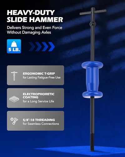 OMT 22pc Slide Hammer Puller Set, Axle Bearing Hub & Seal Remover Kit - color: Black Puller, size: 22pc Slide Hammer Puller Set