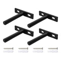 4Pcs 3 Inch Black Floating Shelf Brackets, Heavy Duty Hidden Shelf Supports, Concealed Blind Shelf Support for Wood Shelves DIY Home Decor, Includes Screws and Wall Plugs - size: 3 Inch