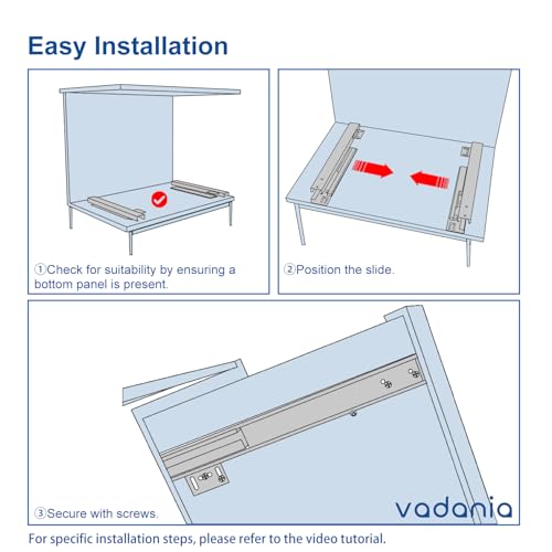 VADANIA #BF54 24" Undermount Drawer Slide, Push to Open - size: 24 Inch, style: Push to Open