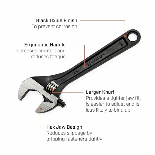 Crescent 6" Adjustable Black Oxide Wrench - Carded - AT26VS - size: 6 inch