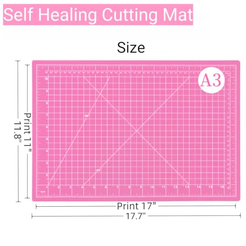 45mm Rotary Cutter and Mat Set, Fabric Cutter Wheel and 12x18 Inch Self Healing Sewing Cutting Mat, Fabric Rotary Cutter with 5pcs Rotary Blades for Quilting Patchworking Crafts, Pink - color: Pink