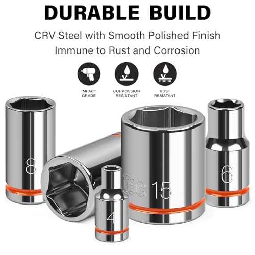 1/4" Drive Metric Master Socket Set, 14-Piece, 4mm-15mm - size: Shallow, style: 14pcs-metric