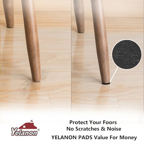 Yelanon Felt Furniture Pads for Hardwood Floors -24 Pcs 2.5" Premium Felt Pads for Chair Legs, Floor Protectors for Furniture Black - size: 24 pcs Black Square
