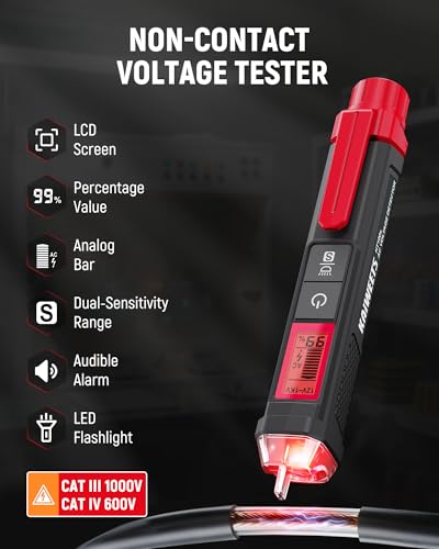 KAIWEETS Electrical Test Kit, Non-Contact Voltage Tester and GFCI Outlet Tester with LCD Display, Wiring Fault Checker, Outlet Tester Kit for Electrician, DIY, 2-Piece