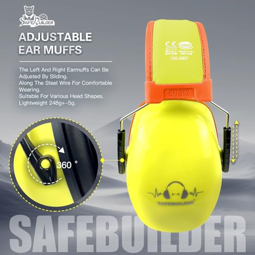 SAFEBUILDER Ear Protection Ear muffs Noise Reduction NRR 28dB Adjustable Hearing Protection for Working Mowing SK-06P - color: Green Cb Orange