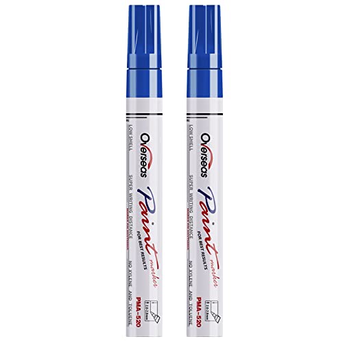 Overseas Blue Paint Pens Permanent Markers, 2 Oil Based Paint Makrers - color: Blue