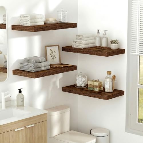 Vivelove 10" Deep Floating Shelves, 24”Wide Set of 2, Rustic Brown - color: Rustic Brown, size: 23.6”wx10.2”dx1.5”h