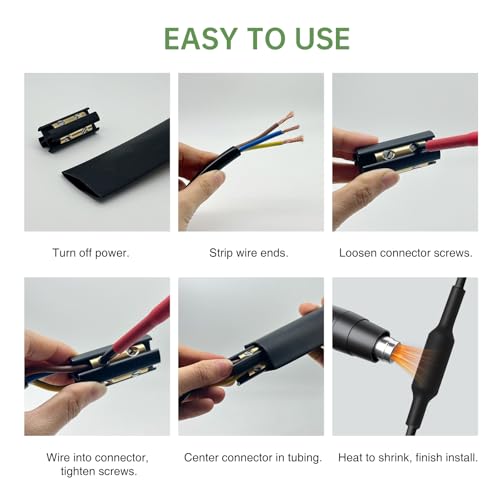 Underground Wire Splice Kit, Direct Burial Dual Rated Butt Splice 2 Sets UF Cable Splice Kit with Heat Shrink and Electrical Terminals Suitable for 14/3 to 8/3 Wire