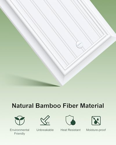 2-Pack Classic Beadboard Natural Bamboo Fiber Single Blank Wall Plate - color: Pure White, size: 1 Blank 2PK