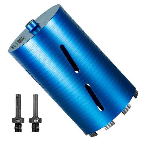 SALI Diamond Core Drill Bits 6" Diameter 10"/254mm Drilling Depth 5/8-11" Thread Core Bit Turbo Laser-Welded Segments for Cured Concrete with, Brick, Block, Masonry, with Two Adapters - size: 6 inch