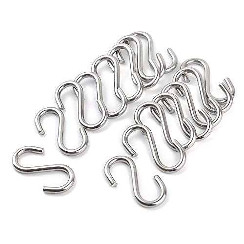 15 Pack Heavy Duty Stainless Steel S Shaped Hooks 2.2 Inch Long 1/5 Inch Thickness S Metal Hooks