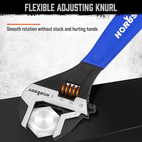 HORUSDY 3-Piece Adjustable Wrench Set (6/8/10 in), Wide Jaw Black Oxide Finish, Cr-V Steel, Metric & SAE Scales, Adjustable Spanner Set for Home Garage Workshop - style: 3PC Wide Jaw Set (6" 8" 10")