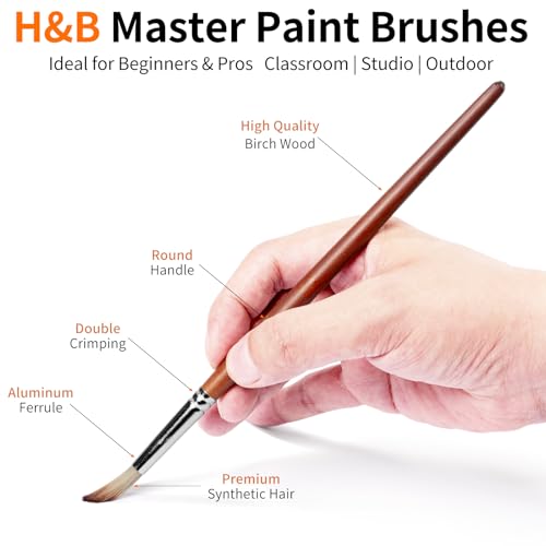 H & B 22 Pcs Artist Paint Brush Set for Acrylic Watercolor & Oil Painting - color: Brown