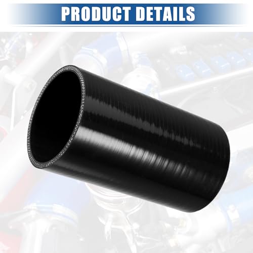uxcell 3" ID 6" Length 4-Ply Reinforced High Temp Straight Coupler Silicone Reducer Hose Black for Car Intercooler Intake Piping - size: 3" ID