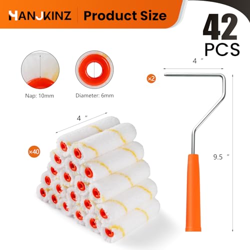 40 Pack Microfiber Paint Roller 4 Inch, 3/8 Inch Nap - size: 4 Inch,40 Pack